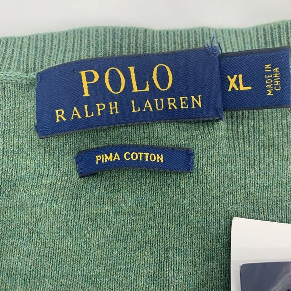 Men's Polo Ralph Lauren V-Neck Sweater Green Heather XL 100% Pima Cotton NWT - Picture 5 of 10